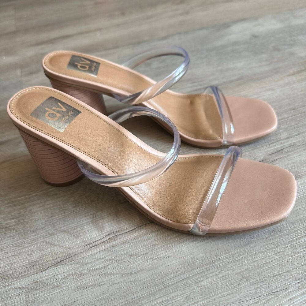 DV Dolce Vita Merrick Shoes Block Heel Clear Strappy US Size 9 Baddie